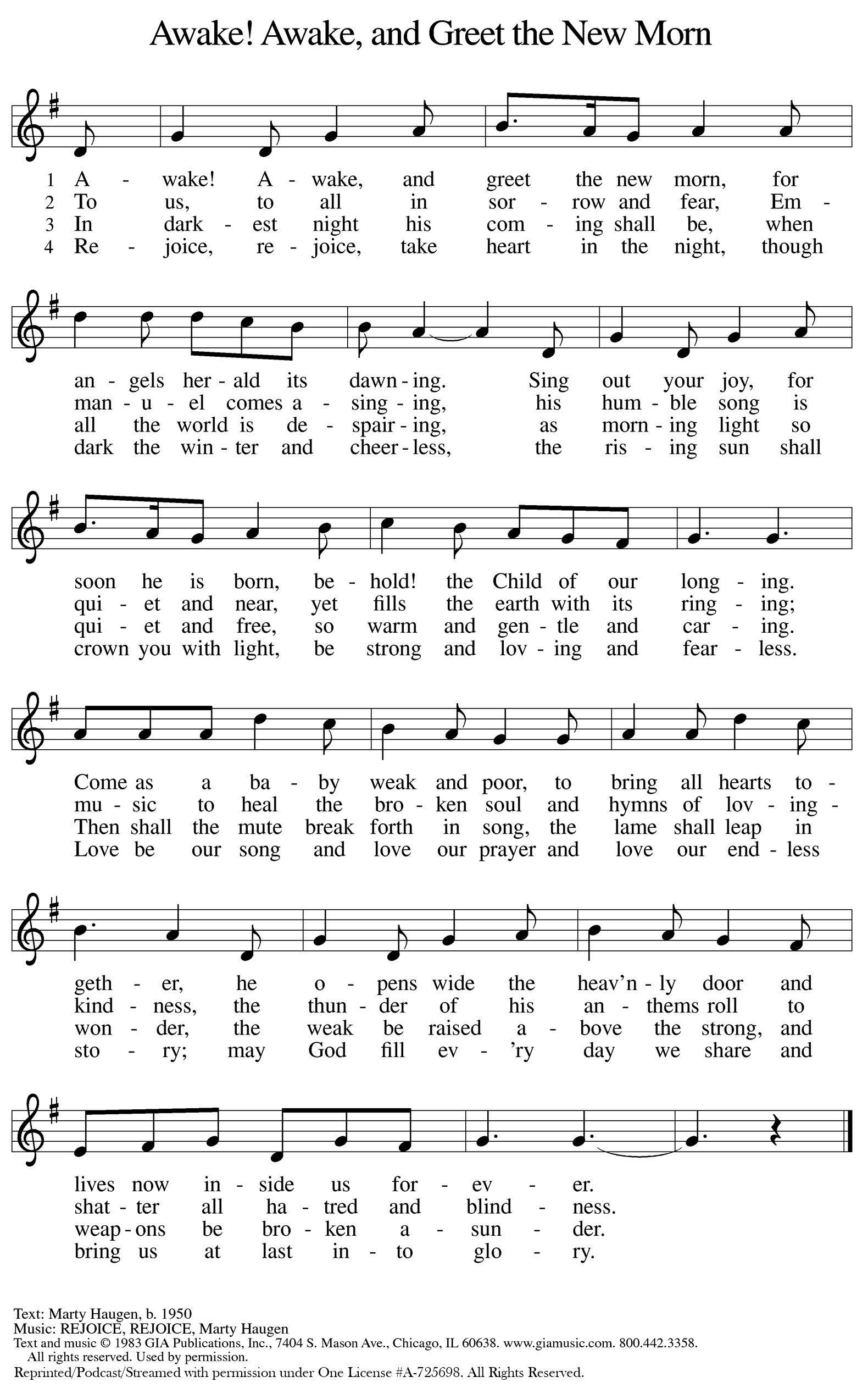 Awake! Awake, and Greet the New Morn