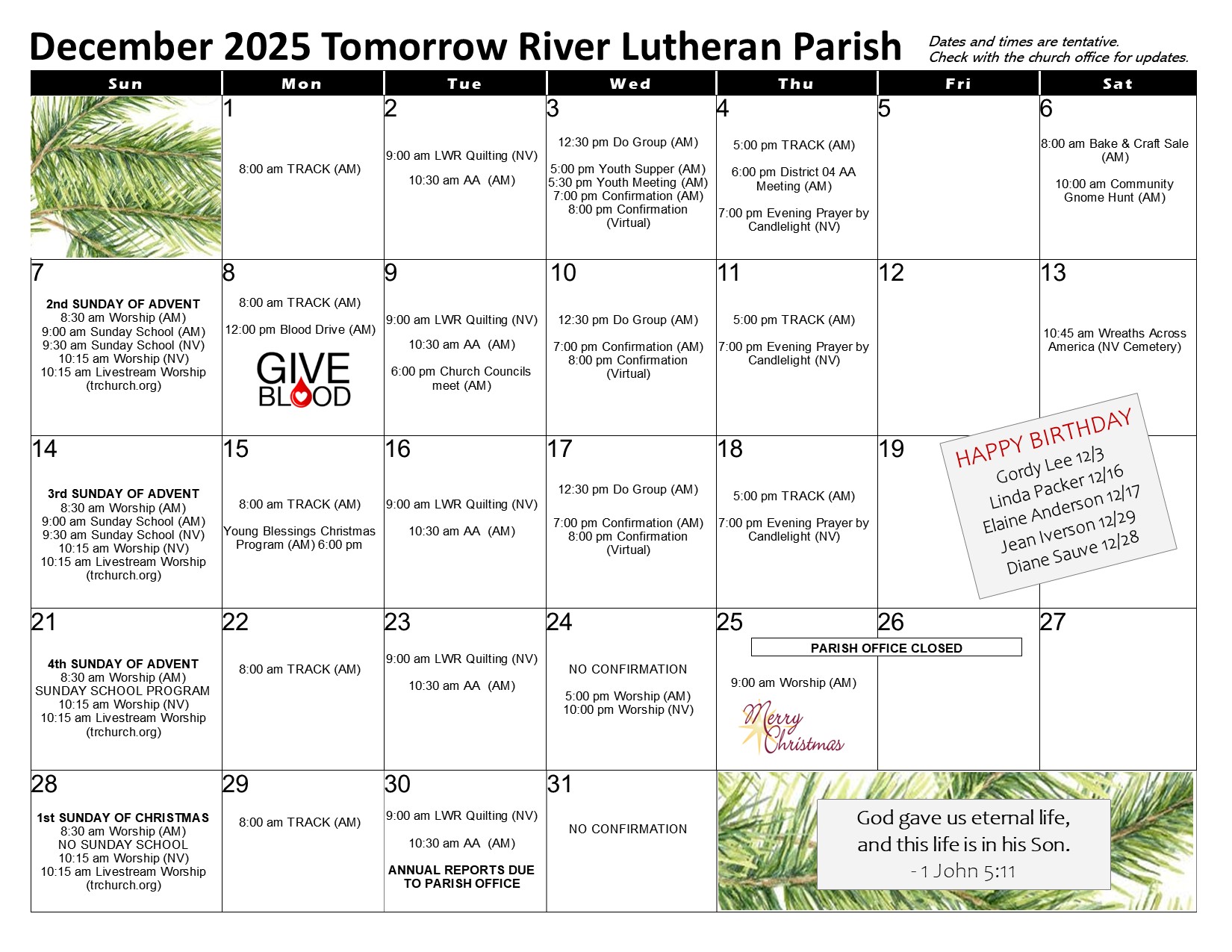 December 2025 Calendar