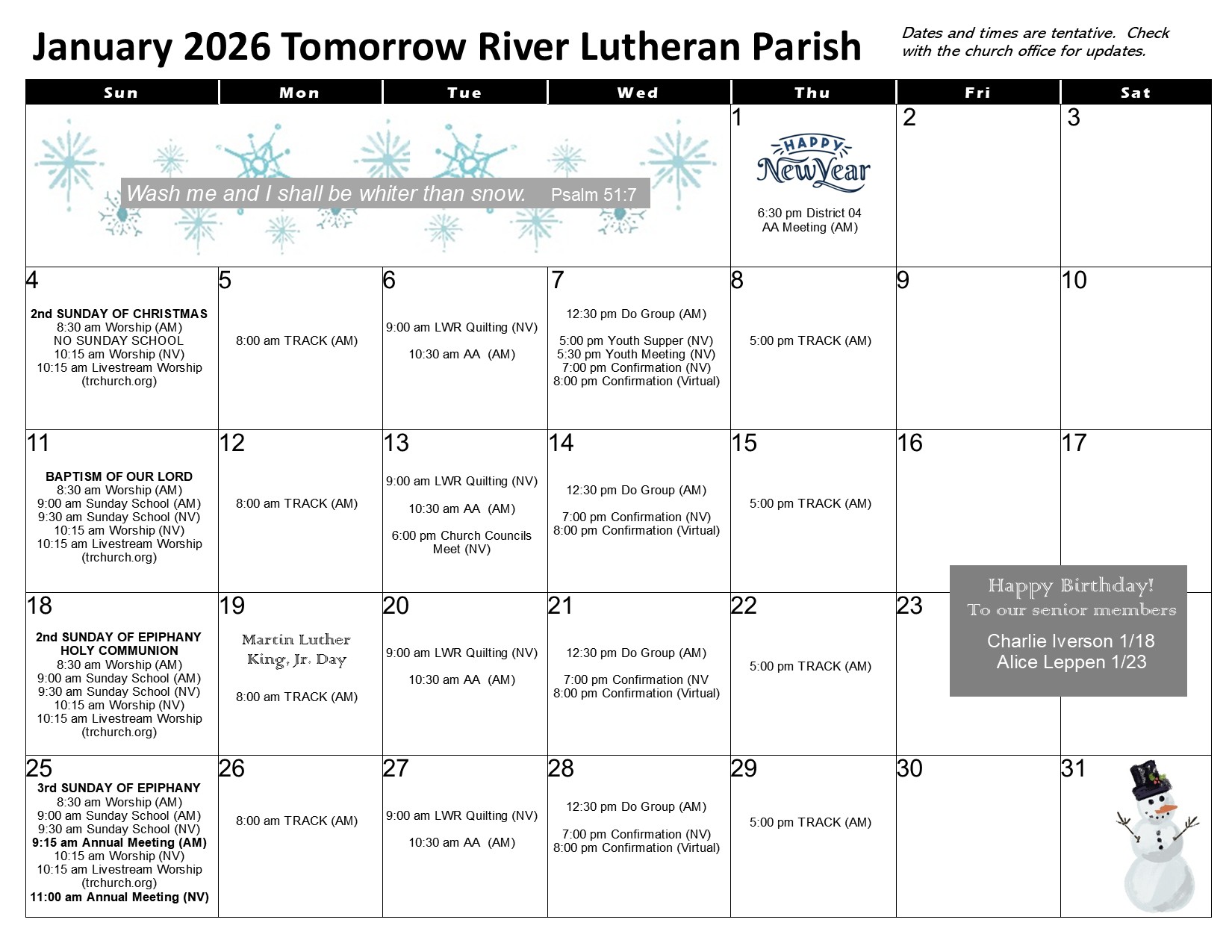 January 2026 Calendar