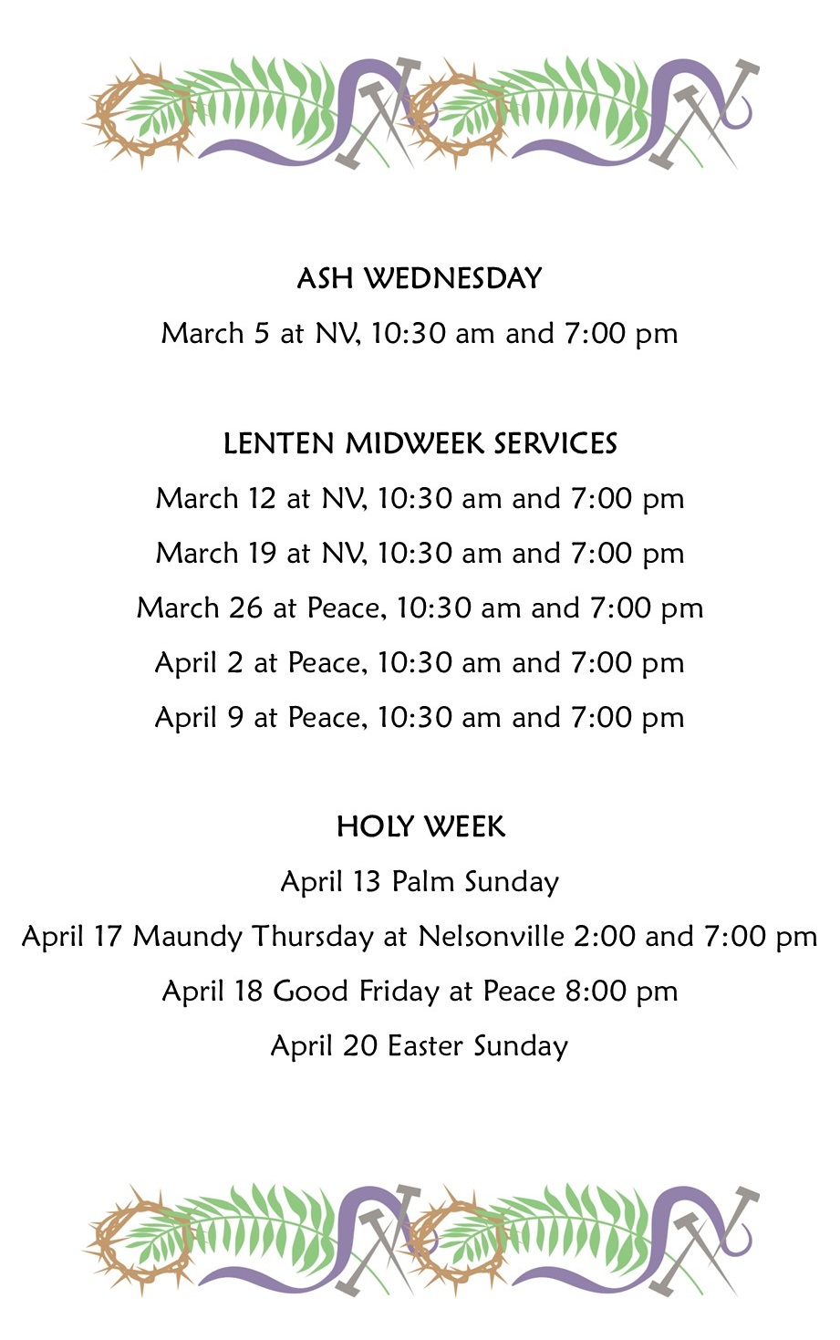 Lenten Schedule 2025