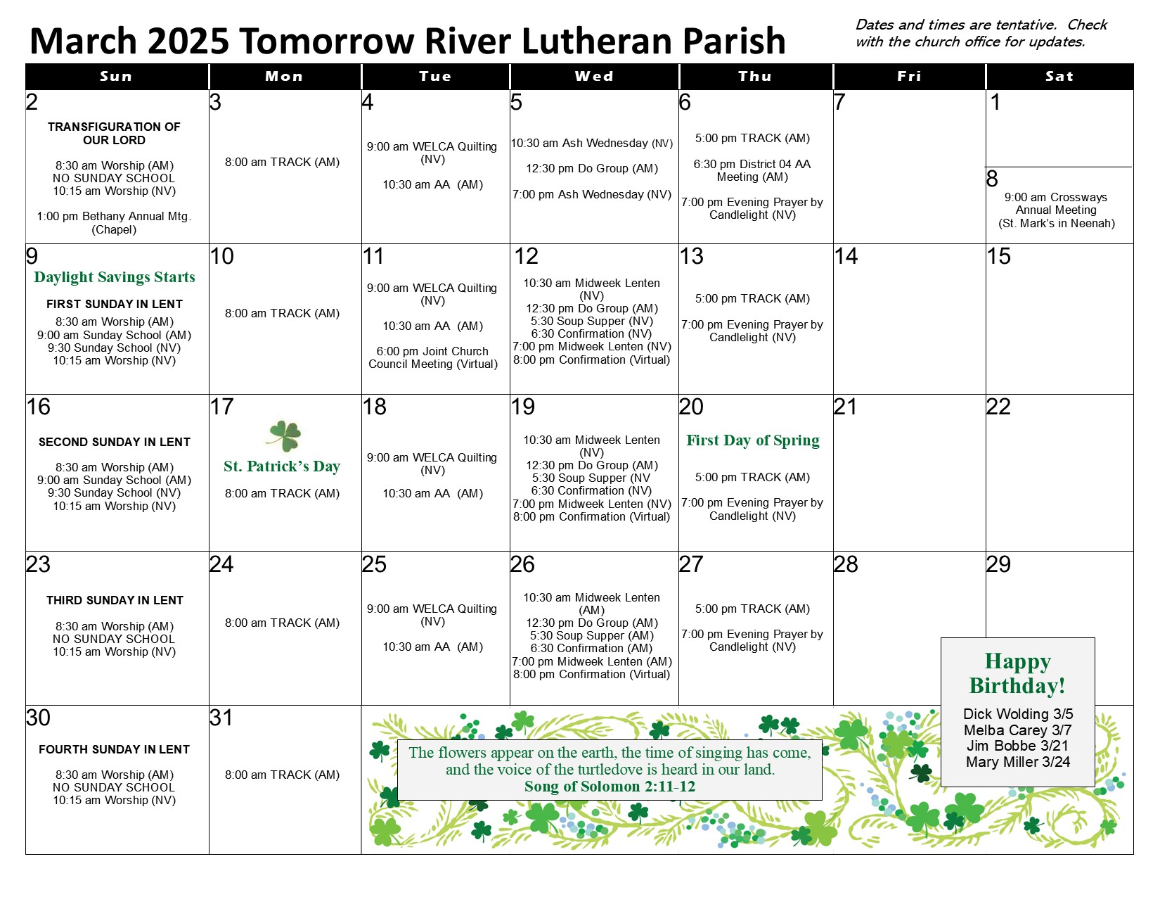 March 2025 Calendar