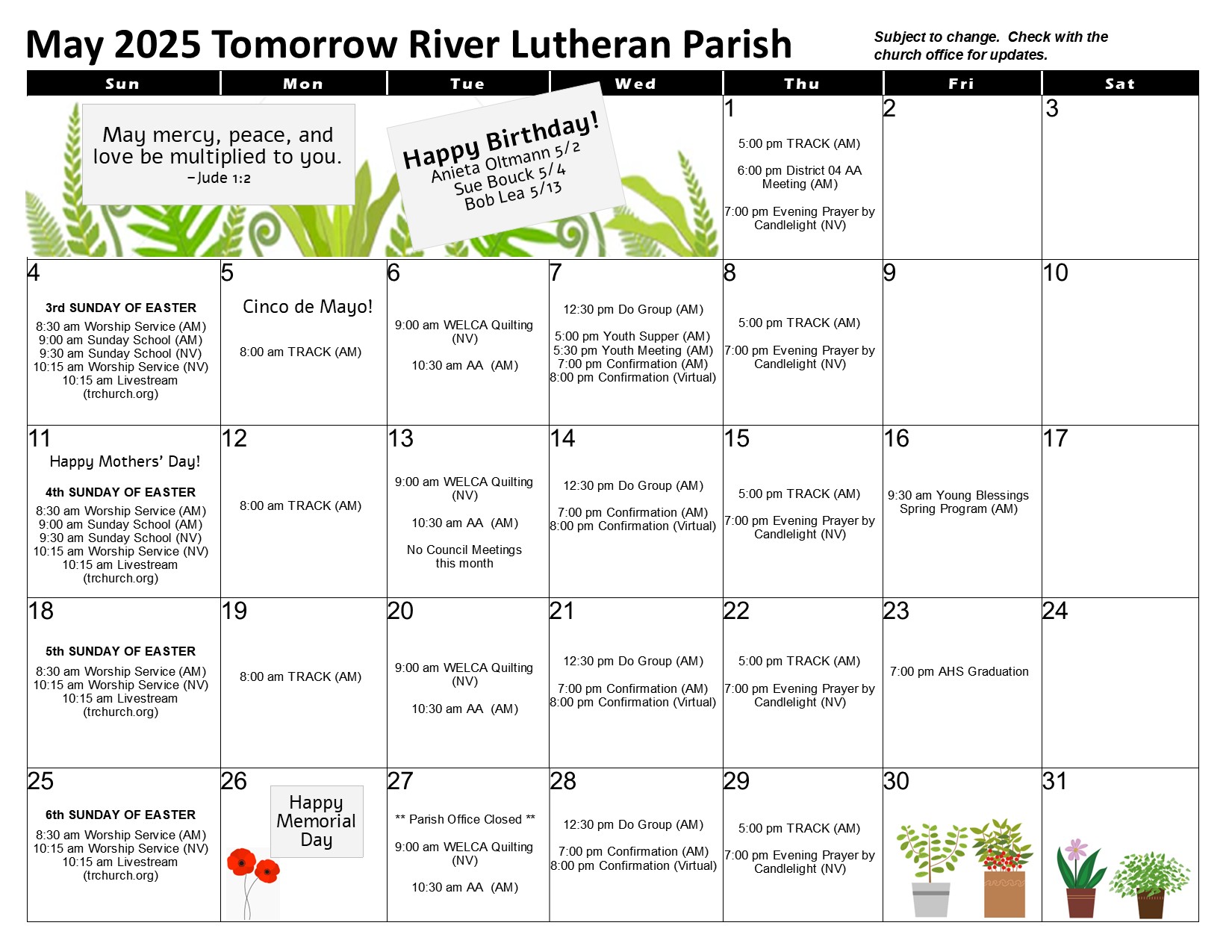 May 2025 Calendar 05 01