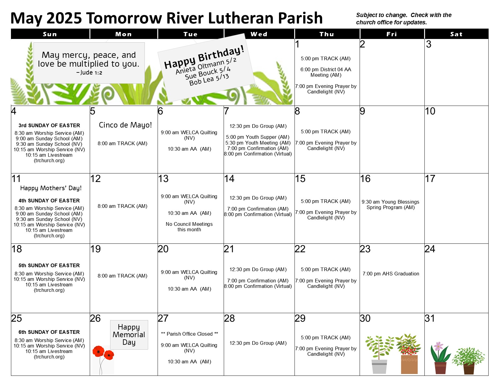May 2025 Calendar 05 20