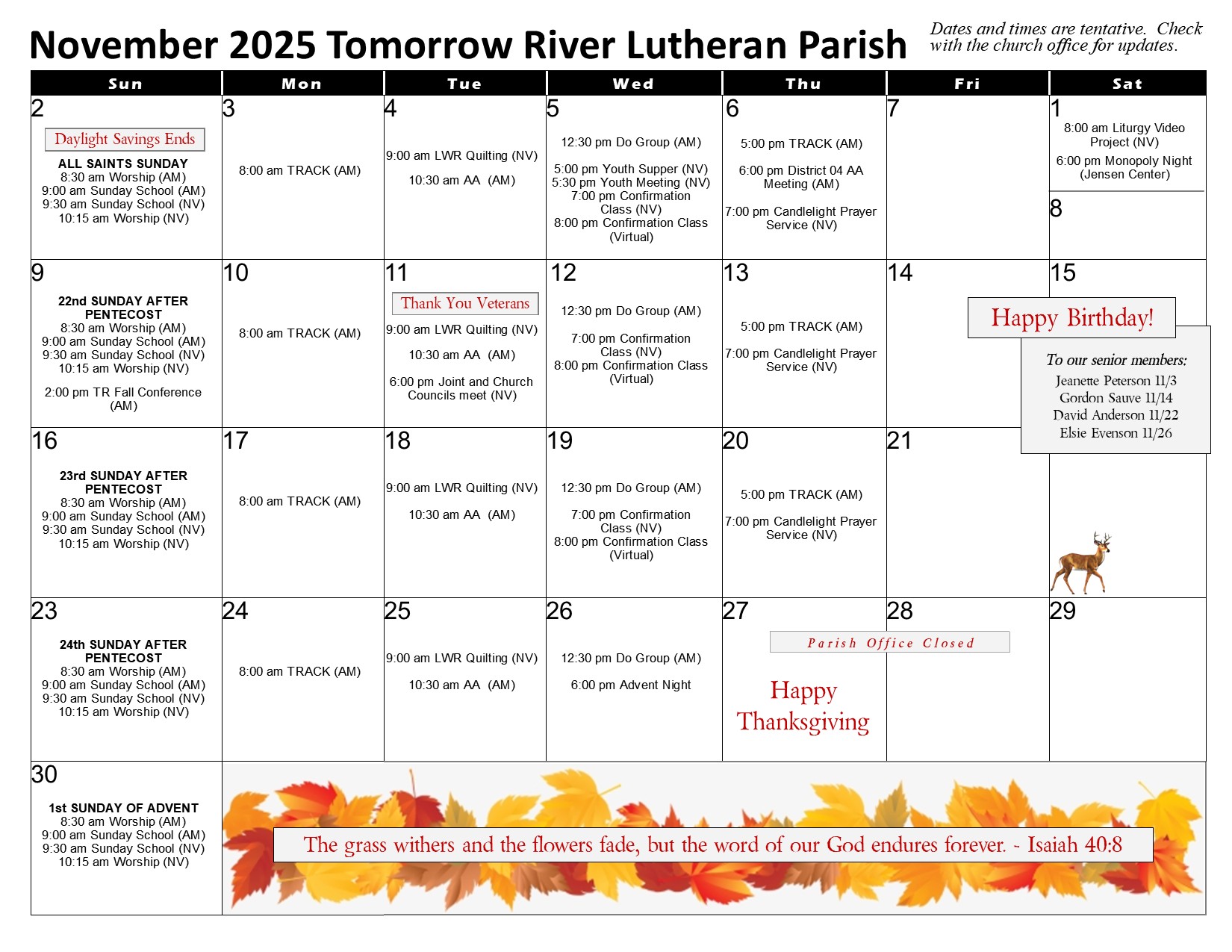 November 2025 Calendar
