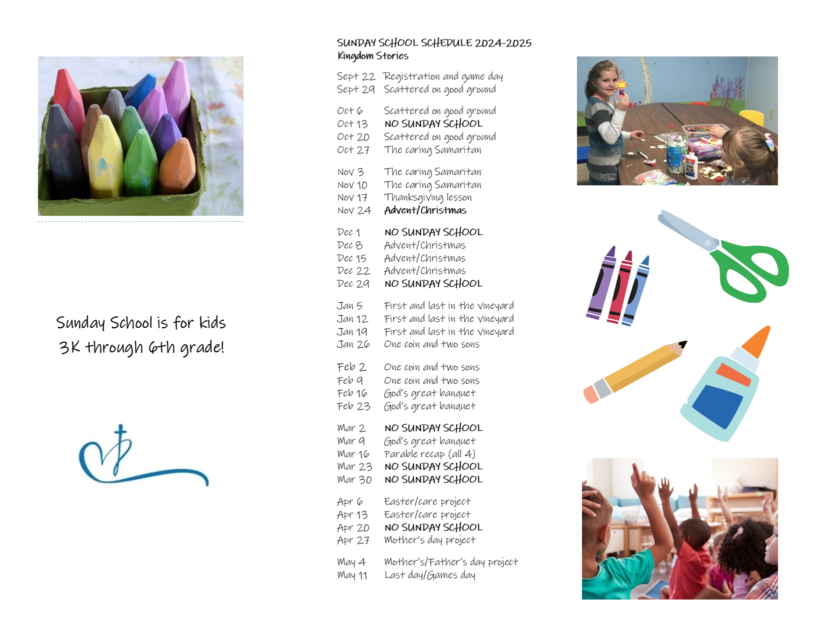 Sunday School Schedule 2024-2025